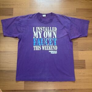 Vintage 90's Peerless  "I Installed my Own Faucet" Purple Faded Funny Shirt XL